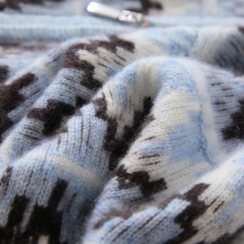 CHICUU luxe femmes 100% cachemire épais Vintage Jacquard Cardigan pull col rond Fair Island cachemire tricots automne hiver