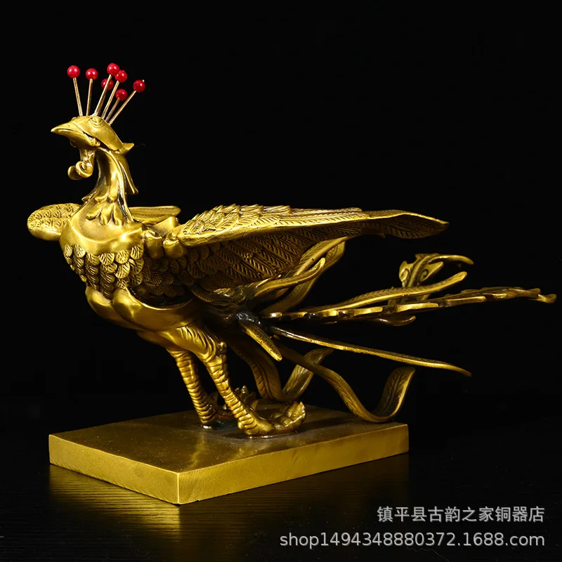 Ornament Brass Han Lucky Charm Living Room Office Dragon and Phoenix Auspicious Craft Gift