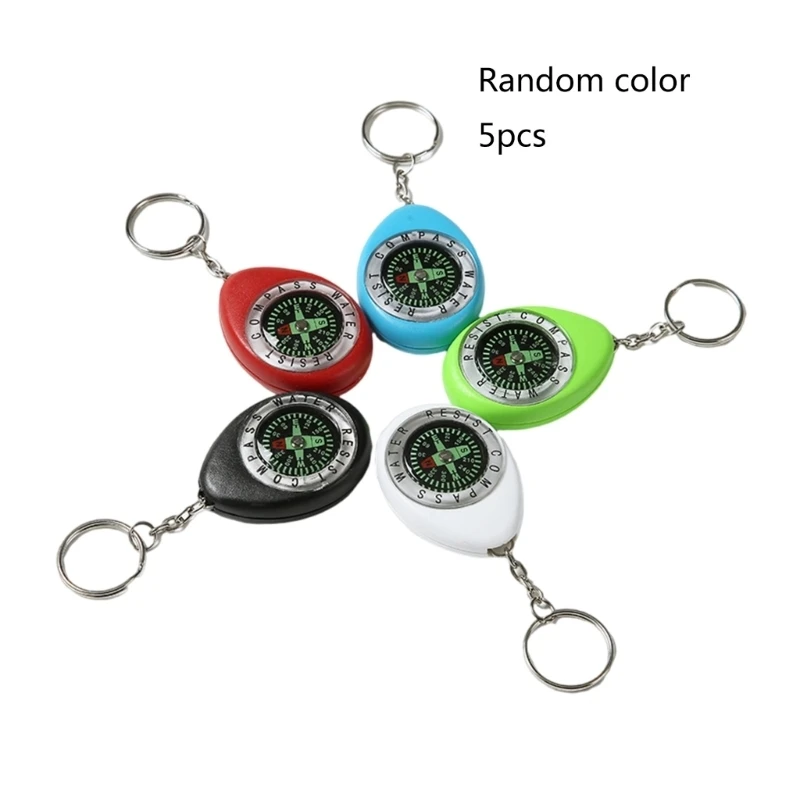 Set of 5 Compasses with High and Low Temperature Resistance Portable Design for Camping Hiking Exploration Random Color