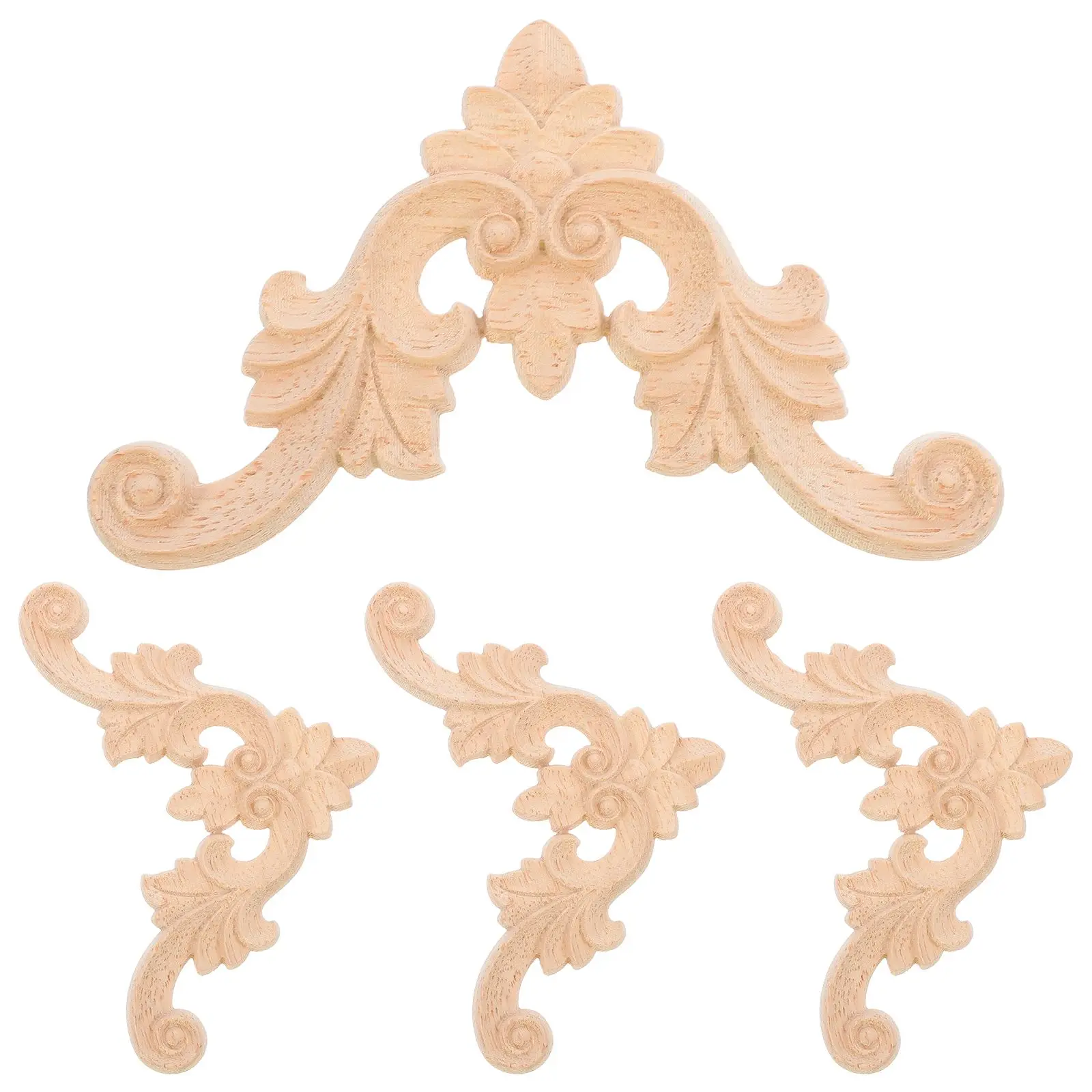 

4pcs European Solid Carved Furniture Decorative Appliques Wood Onlay for Cabinet Wood Frame Corner Decoration Doors