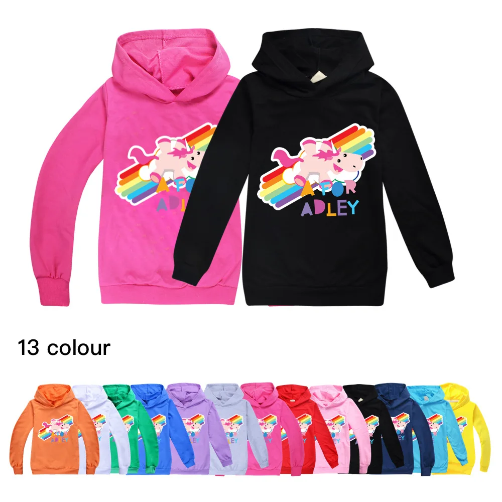 

New A for Adley Girls Hoodies Sweatshirt Children Long Sleeve Cartoon Printing Cartoon Baby Boy Tshirt Autumn Coats Kids Clothes