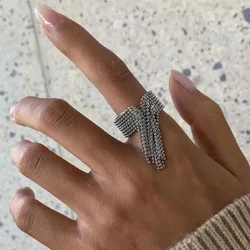 Beaded ball chain tassel dangle rings stainless steel rings for women stainless steel jewelry elegant waterproof unique jewel