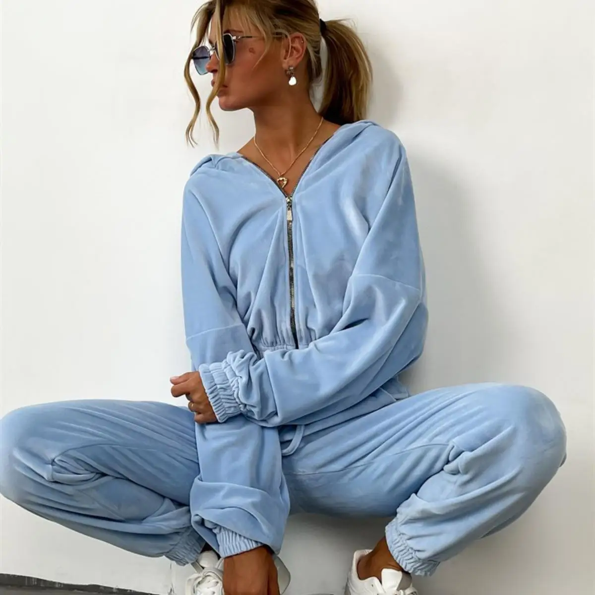 

Women's Hooded Cardigan Long Pants Set Long Sve Sweater Faionable Summer Outfit Comfortable Breathable Casual Wear