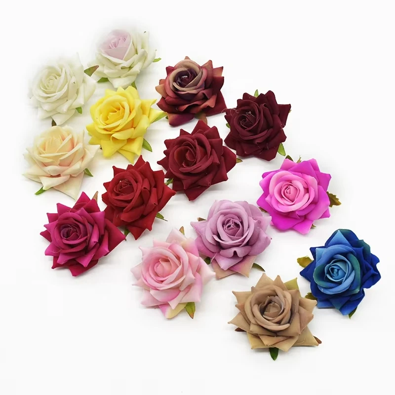 5/10pcs Artificial Flower Flannel Rose Head Wedding Scrapbook Home Room Table Decoration Bridal Diy Accessory Clearance Hot Sale