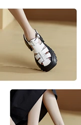 NewpopularSummerWomen's Sandals  Genuine Leather Hot Sale PlatformComfy Fashion Ladies Buckle Non Slip Chunky Heel Shoes Fashion