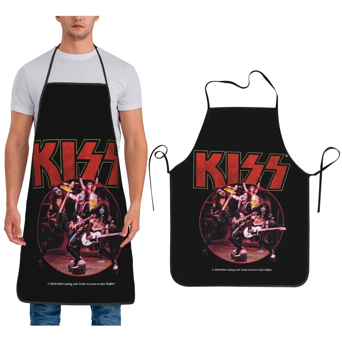 

Kiss Band Aprons Chef Cooking Cuisine Tablier Sleeveless Bib Kitchen Cleaning Pinafore for Women Men Gardening