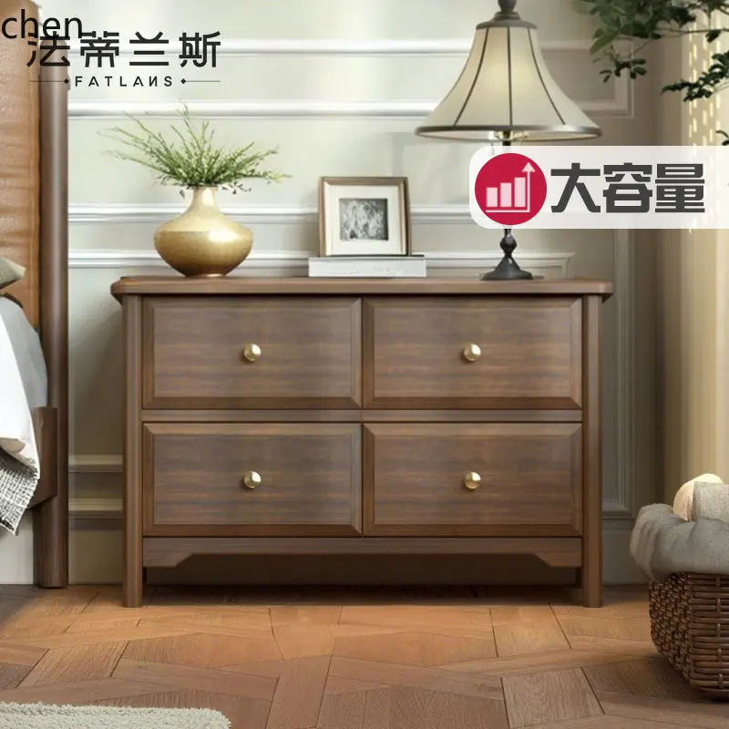 

LXC Solid Wood Large Bedside Table Retro Bedside Storage Cabinet for Bedroom