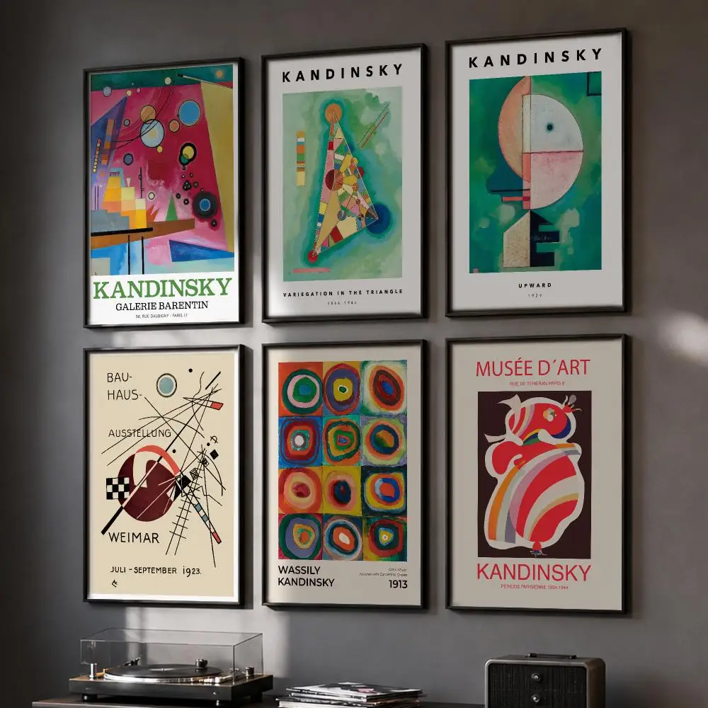 W-Wassily Kandinsky Painting Poster HD Home Wall Stickers House Hallway Living Room Bedroom Bar Office Decor Art Prints