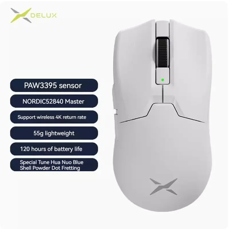 

Delux M800 Ultra Gaming Mouse Wired Wireless 2.4g Bluetooth Three-mode Paw3395 Lightweight Design Ergonomic E-sports Office Mo