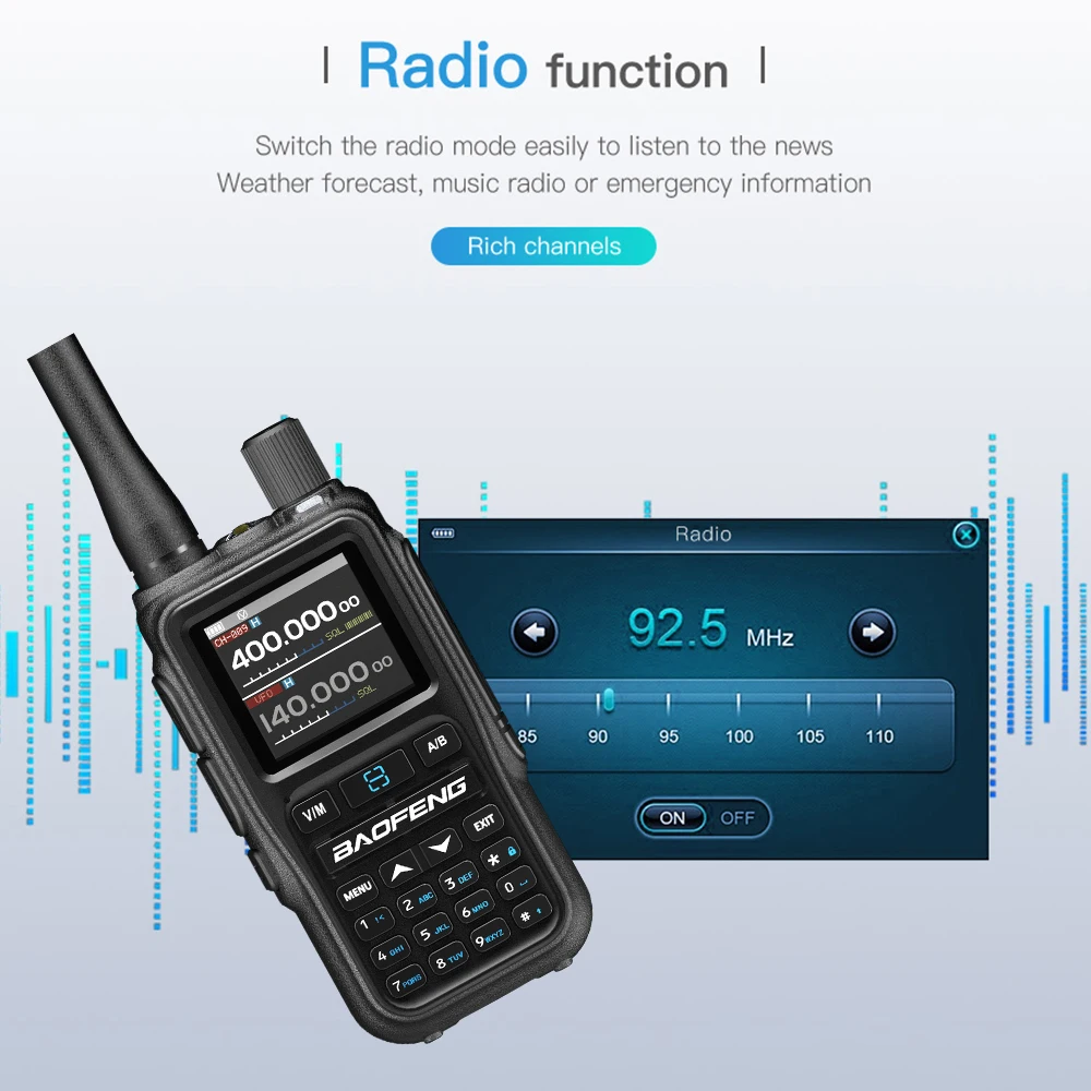 2Pcs Baofeng 5R MINI Long Range Walkie Talkie Bluetooth APP Wireless Read/Write Frequency Type-C charge Multi Band Two Way Radio