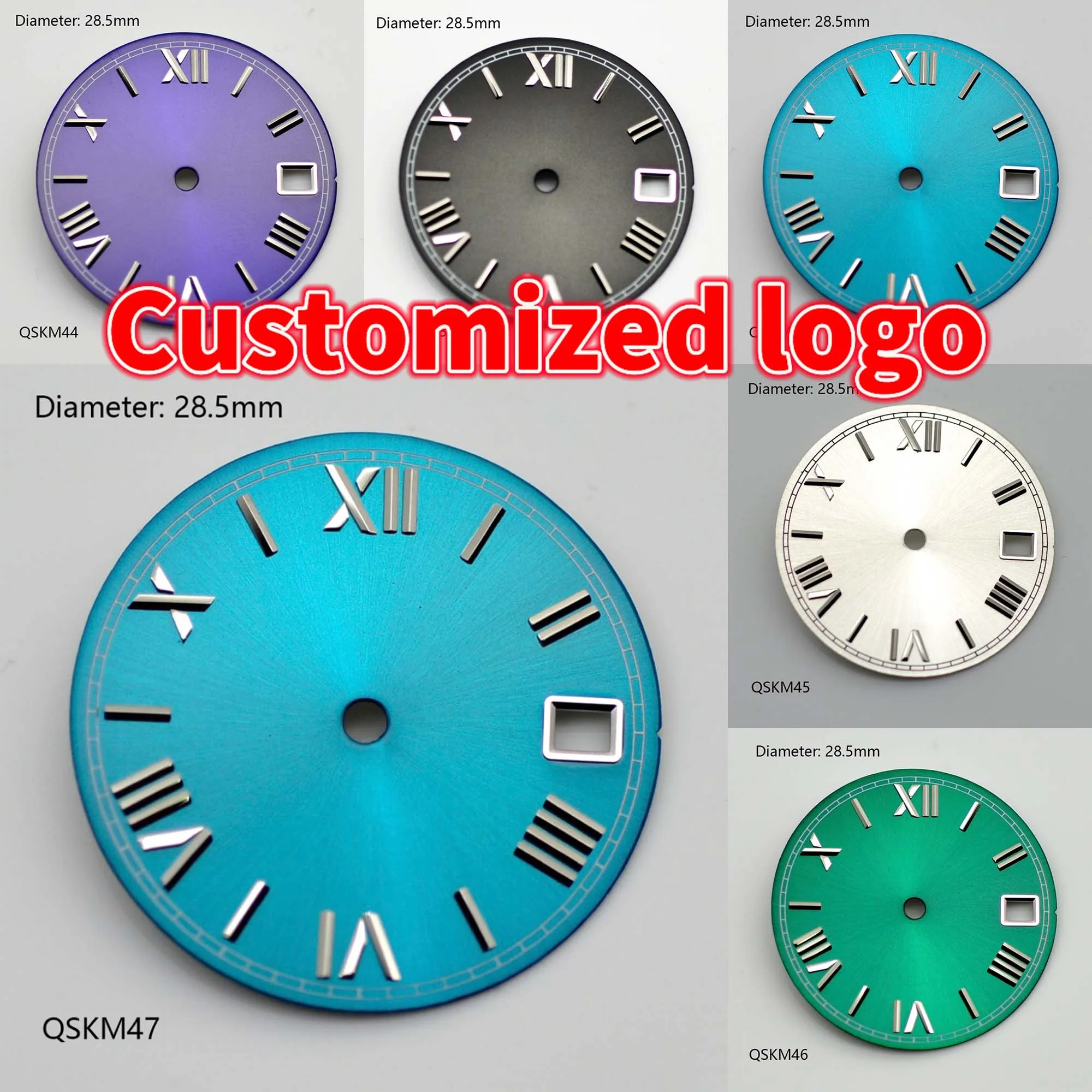 28.5mm sun pattern Roman nail N H35 sterile dial no logo custom dial watch module watch parts