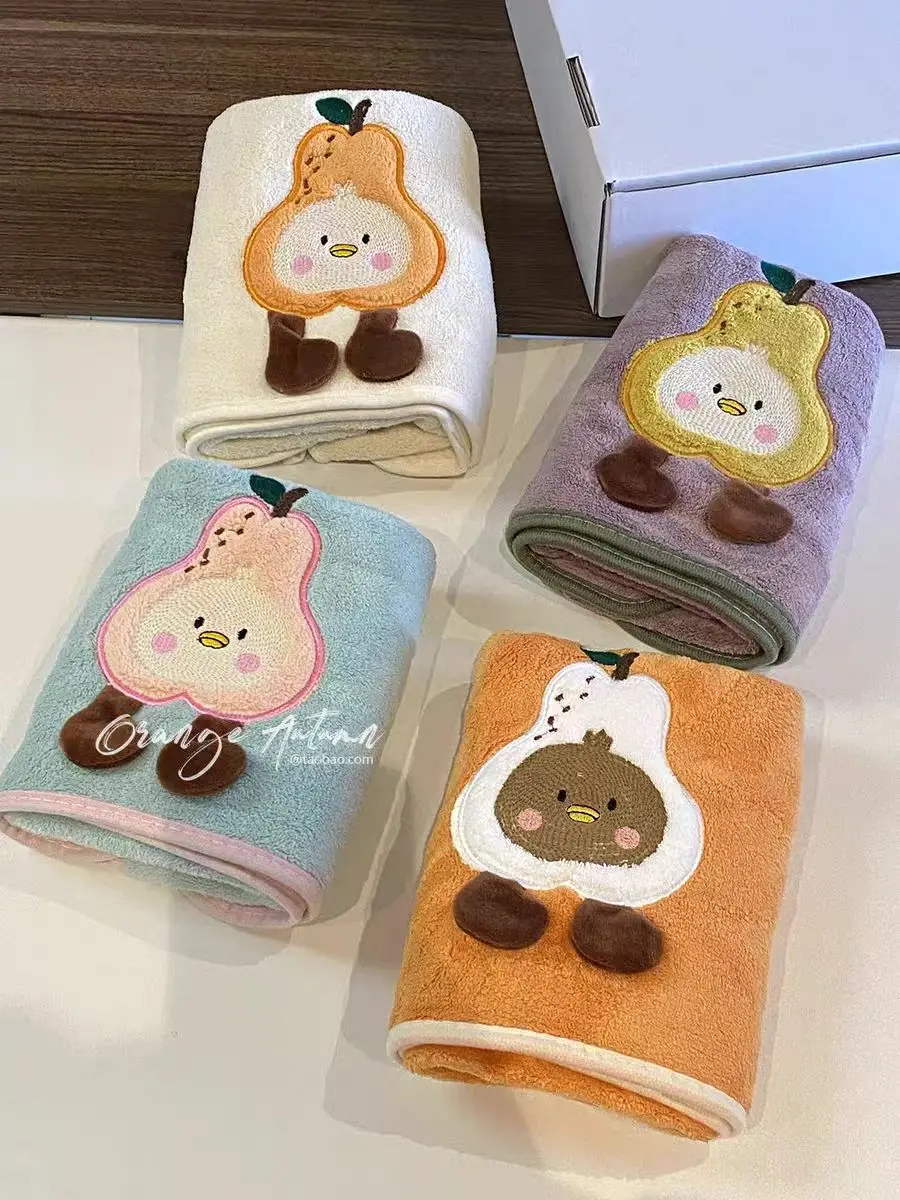 2025 نمط جديد الطازجة والخفيفة الكمثرى الفاكهة المرجان الصوف سميكة ماصة التجفيف السريع منشفة منشفة الوجه لينة لتجفيف الشعر #4