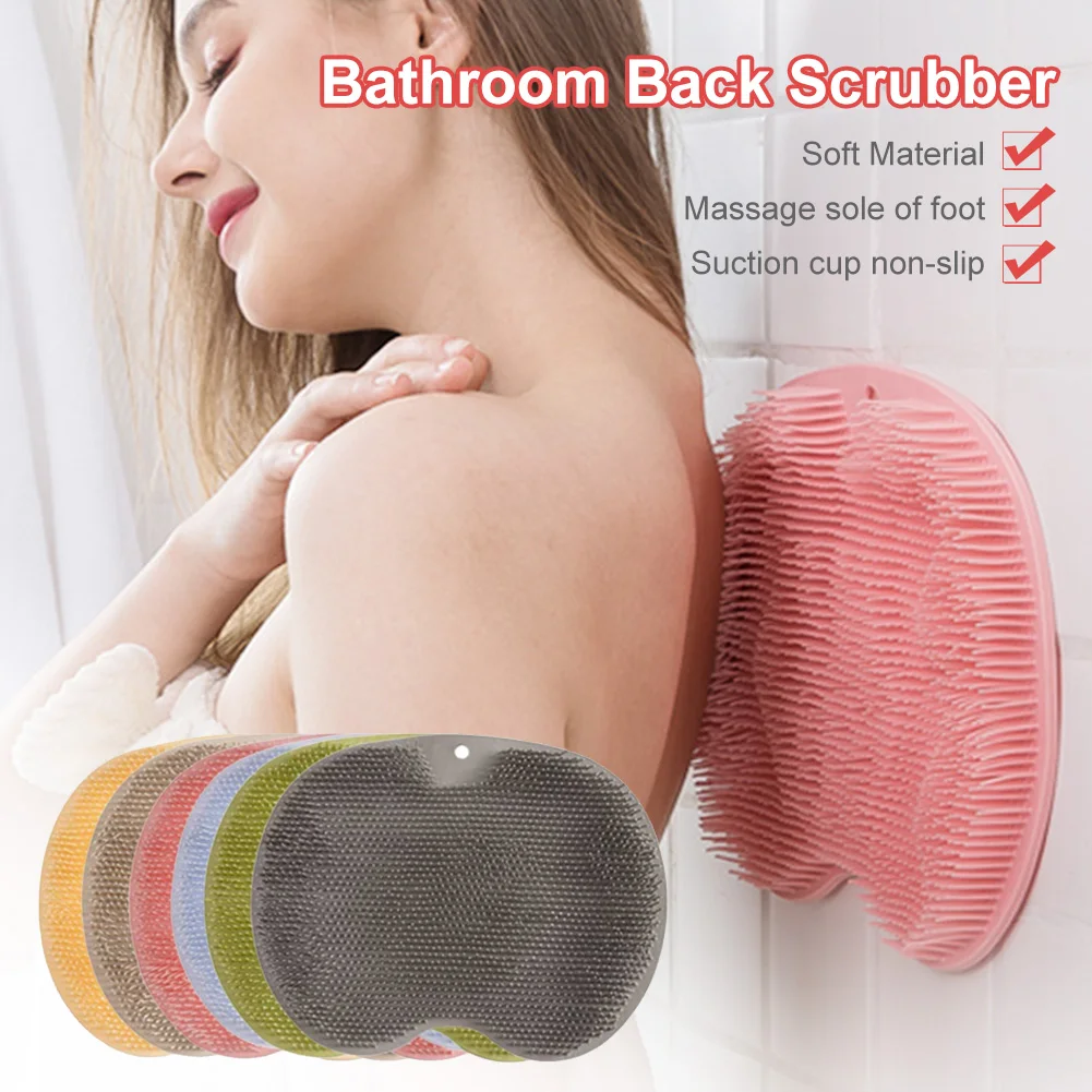 Bathroom Shower Back Scrubber Body Scrub Exfoliating Foot Back Massage Mat Silicone Reusable Sucker Wall Mat Bath Massage Tools