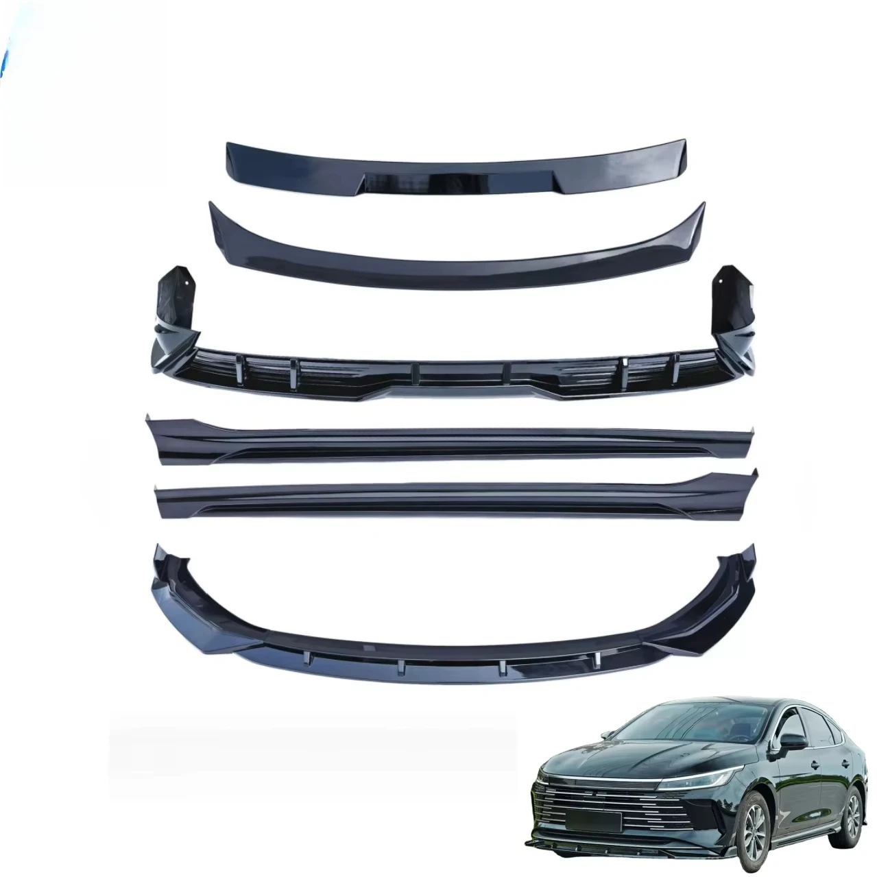 

Refitted Car Full Set Body Kit Piano Black Front Rear Bumpers for CHAZOR/KING PP Rear Spoilier Side Skirt