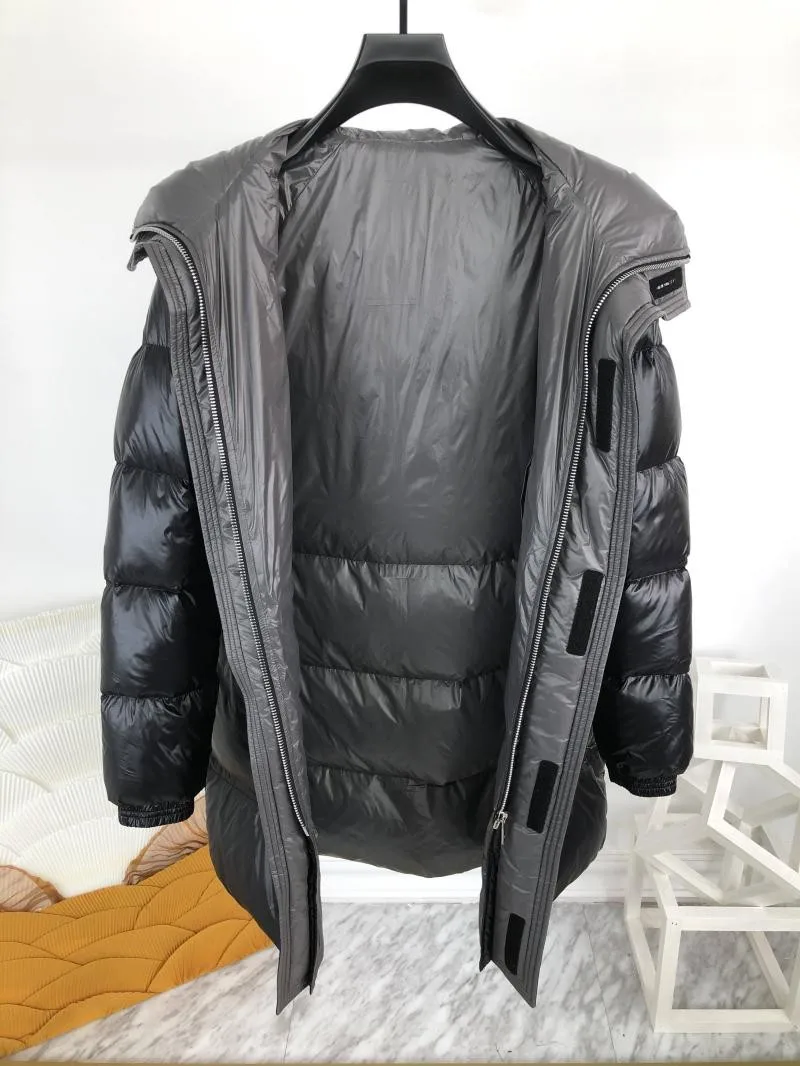 New Winter Mens Thicken Warm Medium Long Hooded Down Coat Stand Collar Zipper Fashion Casual Jacket Male High Street Overcoat