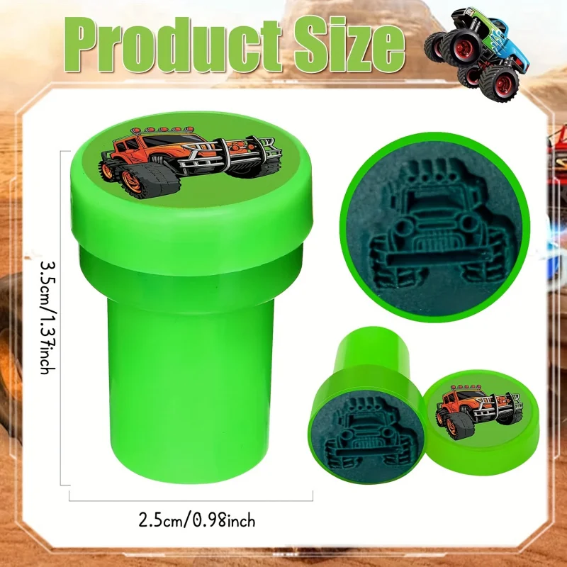 12 sztuk znaczków Monster Truck Party, artykuły na imprezę samochodową, upominki na przyjęcie urodzinowe Hot Wheels Tractor, nagrody w klasie