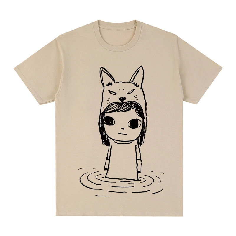 Yoshitomo Nara Vintage T-shirt Cutie In The Puddle Cartoon Japan Art Funny Party Cotton Men T Shirt New TEE TSHIRT Womens Tops
