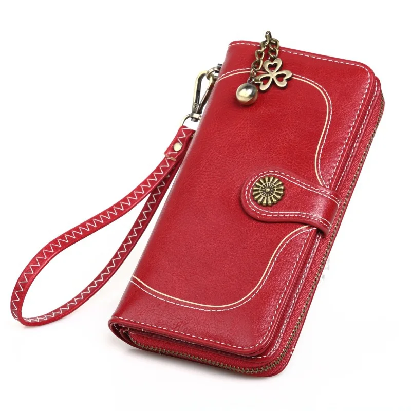 New Brand Hollow Women Clutch Leather Wallet Female Long Wallet Women Zipper Purse Retro Money Bag Purse For IPhone Carteira