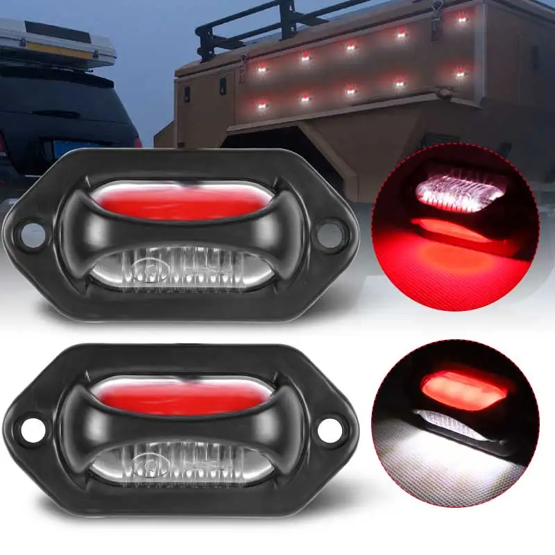 

2/10pcs White Red LED License Plate Light Side Marker Warning Lamp Stop Position Driving Light 12V 24V For Truck Trailer Lorry
