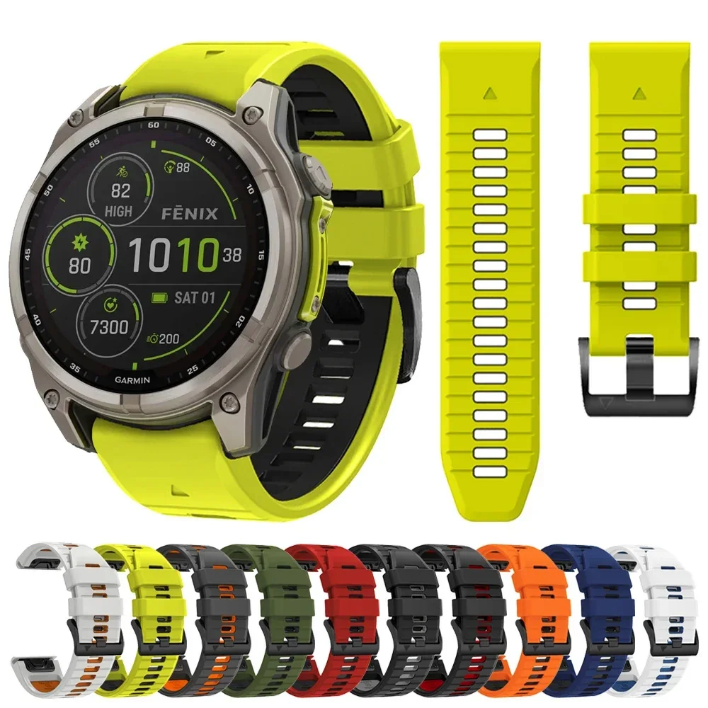 QuickFit 26mm 22mm Fenix8 Band For Garmin Fenix E 8 7 7X 6 6X 5 5X/Epix Pro 47mm 51mm/Enduro 3 Two-Tone Silicone Strap Bracelet
