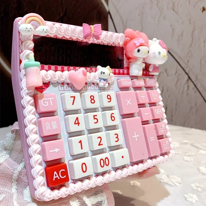 Miniso Sanrio Hello Kitty Student Voice Calculator My Melody Cute Girl Heart Office Electronic Calculator Portable For Kids Gift