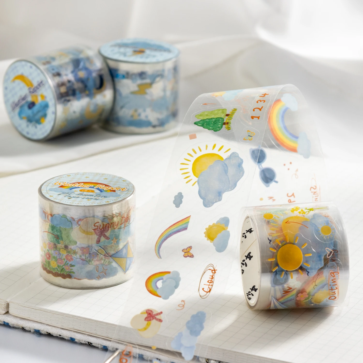 1PCS PET Weather Stickers Cloud Rainbow Snow Decor for Journal Scrapbooking