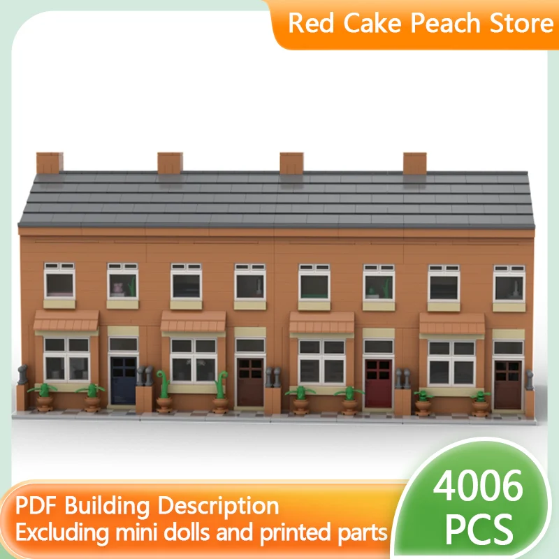 

City Street View Model MOC Building Bricks Terraced Row Architecture Modular Technology Children Holiday Gifts Assemble Toy Suit