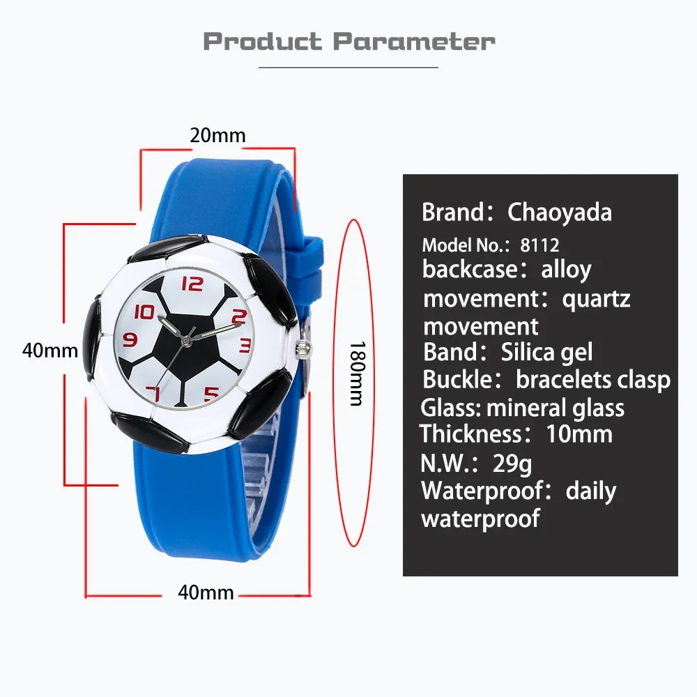 Football Soccer Pattern Quartz Watch Sport Wristwatches Unisex Silicone Strap Watches Birthday Gifts