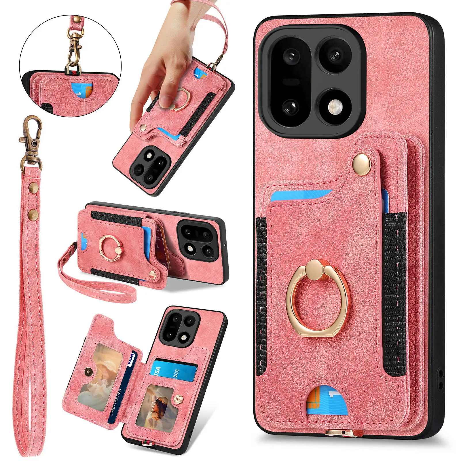 For OnePlus 15 oneplus15 Case Luxury Ring Magnetic Leather RFID Blocking Wallet Card Holder Shockproof Back Cover Accessories