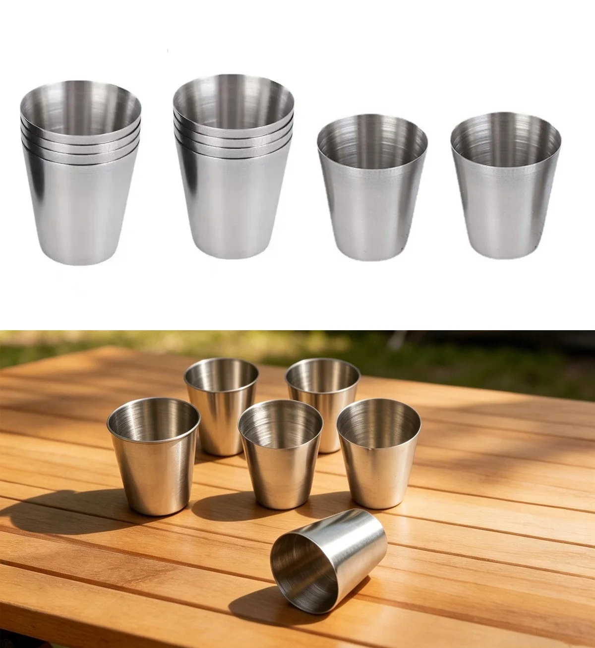 30ml Stainless Steel Tumbler Cups Set 10 pcs for Outdoor Camping Travel Hiking Bar Restaurant Home Kitchen Use