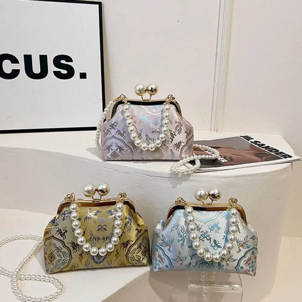 Pearl Chinese Style Handbag Kiss Lock Shoulder Embroidery Banquet Bag Elegant Cheongsam Accessories Ladies Shell Bag Wedding view 2