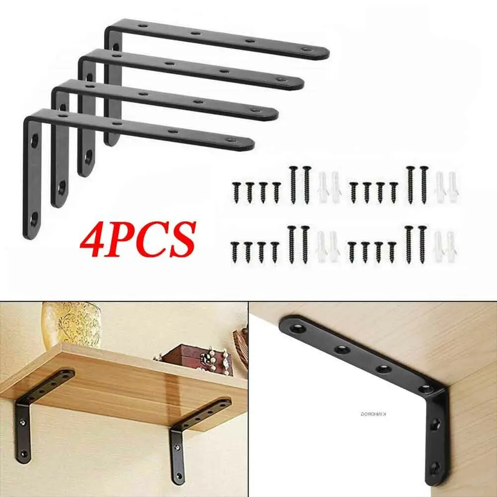 4pcs Household Cast Iron Wall Mounted L Shaped Angle Shelf metal Bracket Support