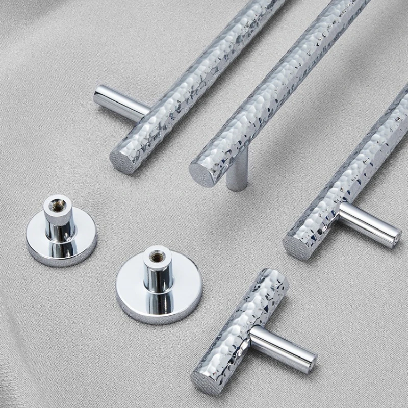 مقبض مصنوع يدويًا / كروم لامع / خزانة نحاسية صلبة مقابض أبواب طويلة أثاث خزانة خزانة درج سحب T Bar