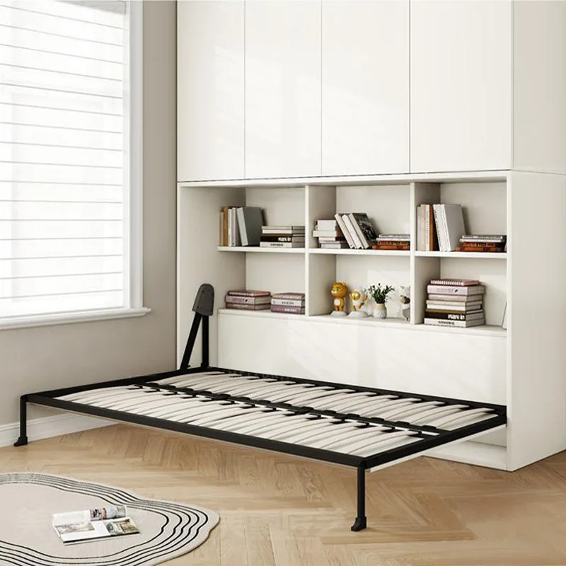 Rollover invisible bed wall bed small apartment study wardrobe integrated