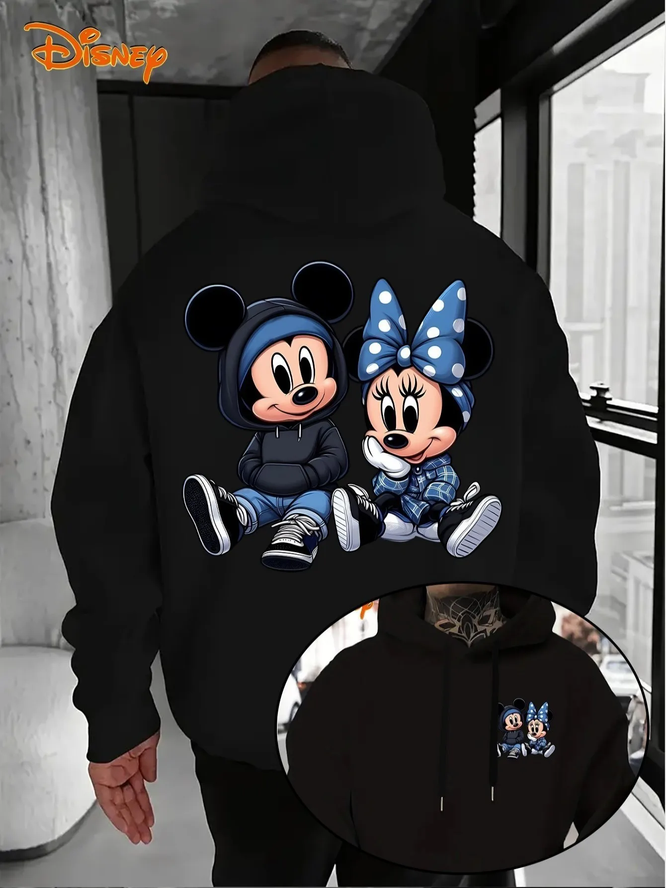 

Мужские толстовки с капюшоном для пар Disney с Микки и Минни Маусом, женский свитшот, пуловер унисекс, осенне-зимняя флисовая куртка с капюшоном, топ большого размера