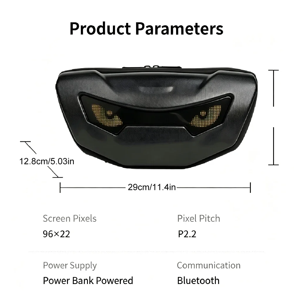 Waterproof Bicycle Front Handlebar Bag with LED Pixel Display,Bluetooth App Control for MTB & E‑Bikes,Power Bank Sold Separately