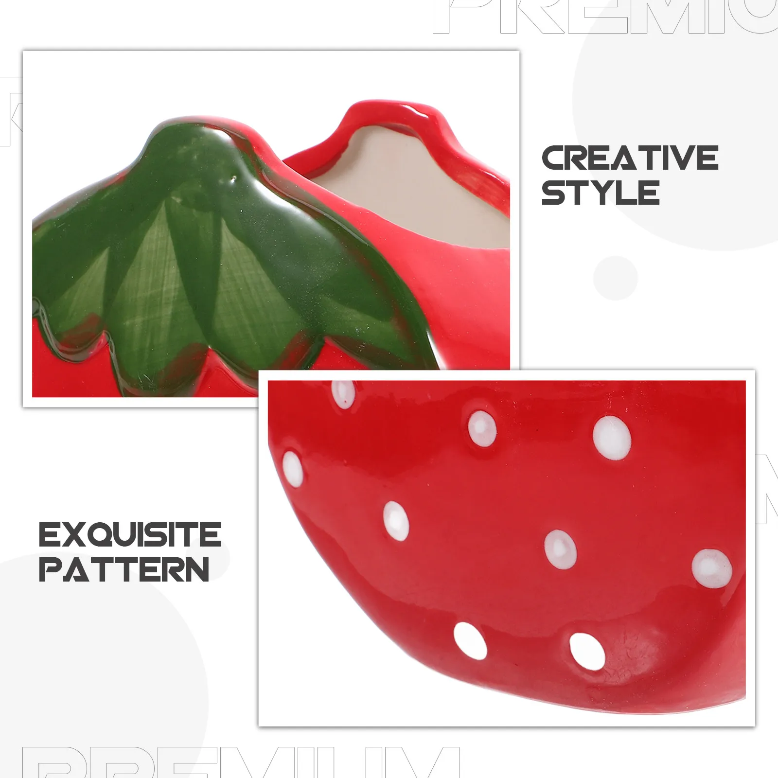 Strawberry Ceramic Pen Holder 2 Piece Desk Organizer Multipurpose Stationery Storage for Home Office Car