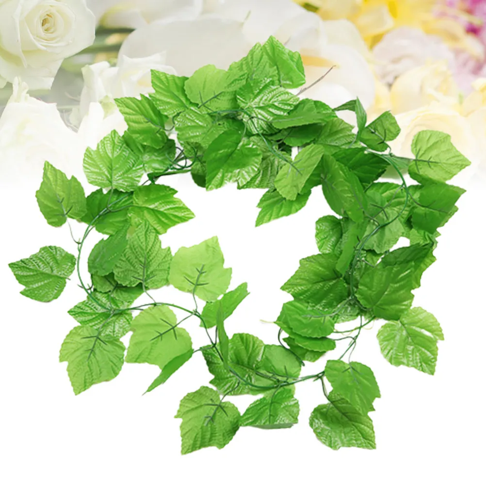 

12 шт. Искусственная имитация виноградной лозы с зелеными листьями, премиум-качество, для декора дома, офиса, рабочего стола, балкона, пластиковое растение
