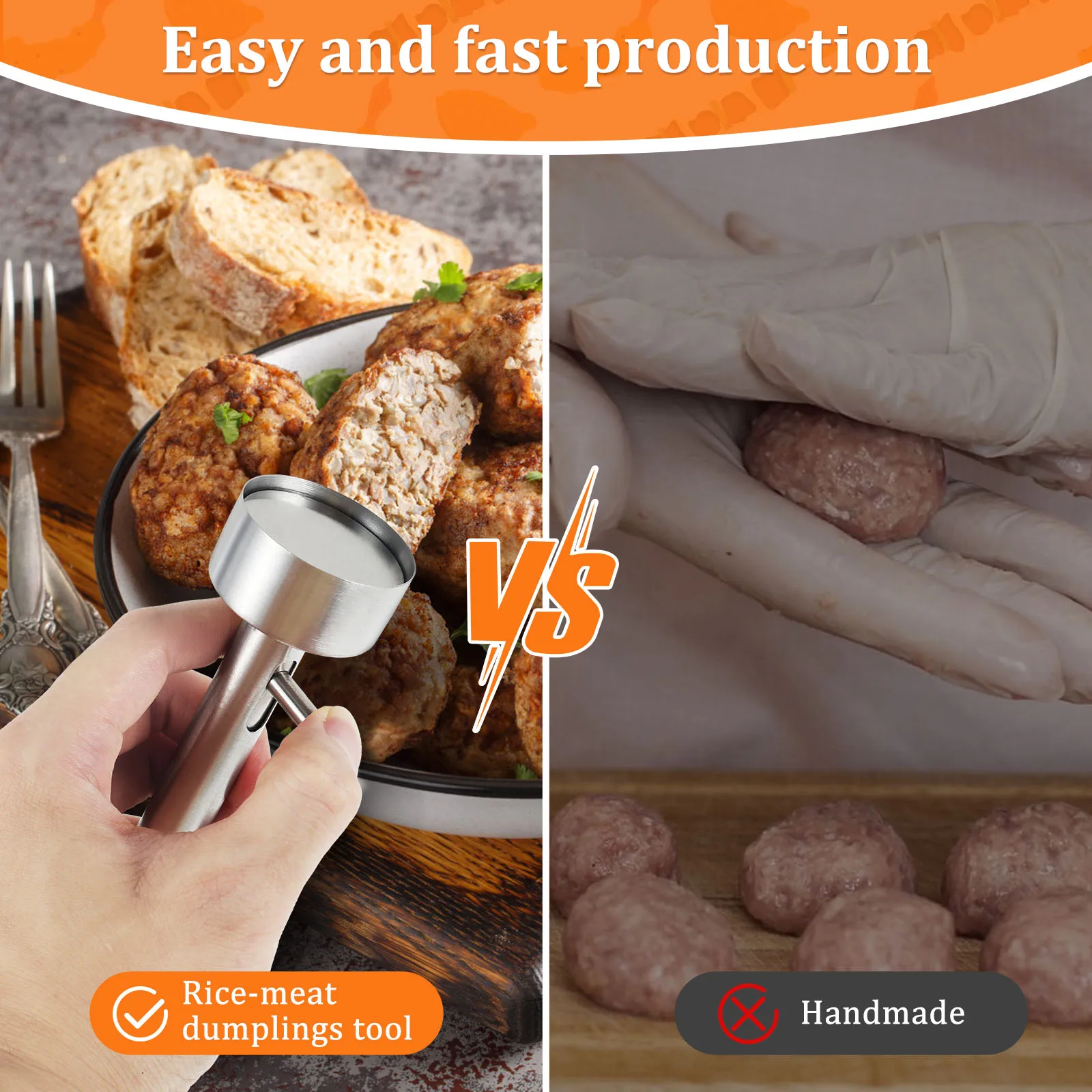 Falafel Scoop Stainless Steel Falafel Meatball Maker Spring Design Falafel Maker Scoop Rustproof Meatball Falafel Baller Maker