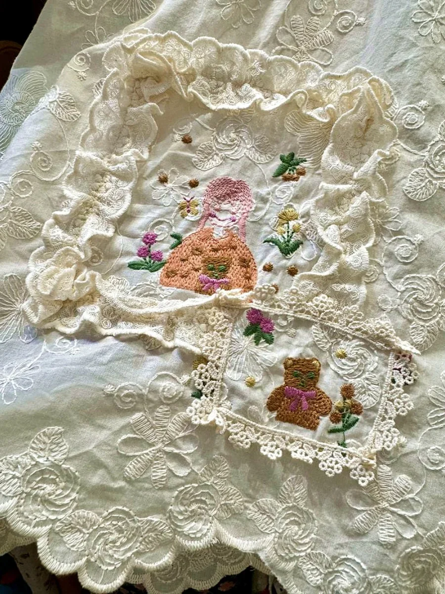 Women Summer Vintage Cotton Ruffled Lace Embroidery White Shirt 2024 Victorian Rococo Retro Shabby Chic Cottage Core Blouse Tops