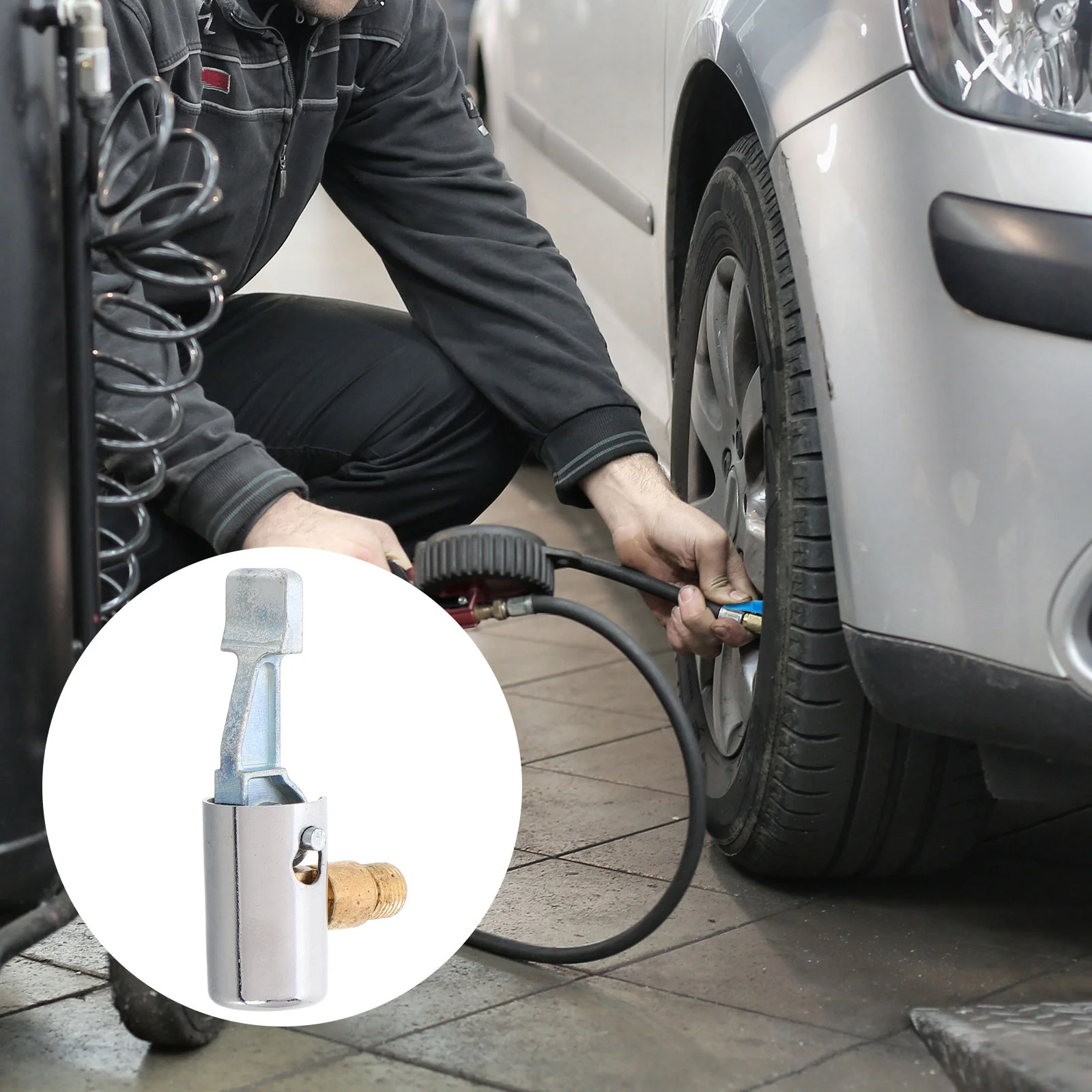 

Portable Air Pump Adapter Quick Release Alloy Air Chuck Clip-on Tire Inflator Nozzle for Vehicle Bicycle Mattress Compressor