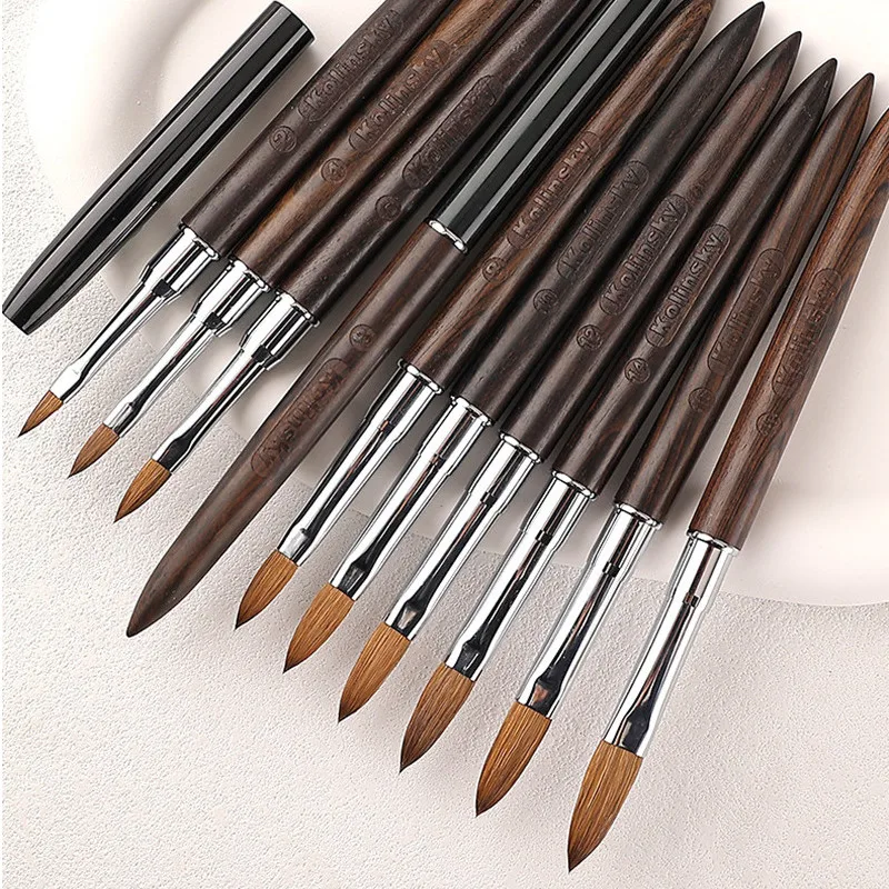 

1PC Kolinsky Sable Acrylic Nail Art Brush Nail Extension UV Nail Gel Carving Pen Brush Flat Round Red Wood Acrylic Brush