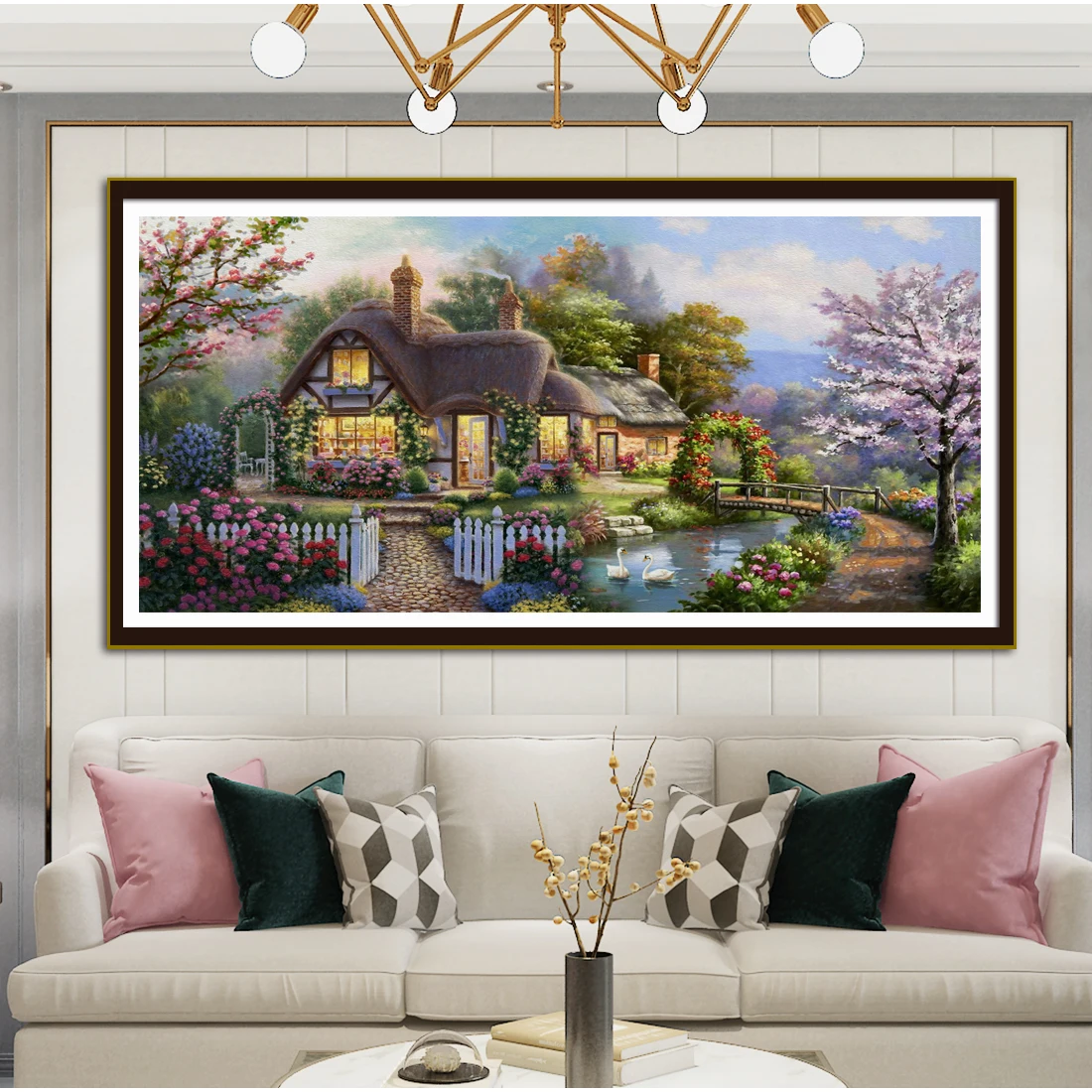 DIY Kits Garden Cabin Cross Stitch 11CT 9CT Home Landscape Decorative Painting Embroidery Printed Cloth Needlework Handicraft