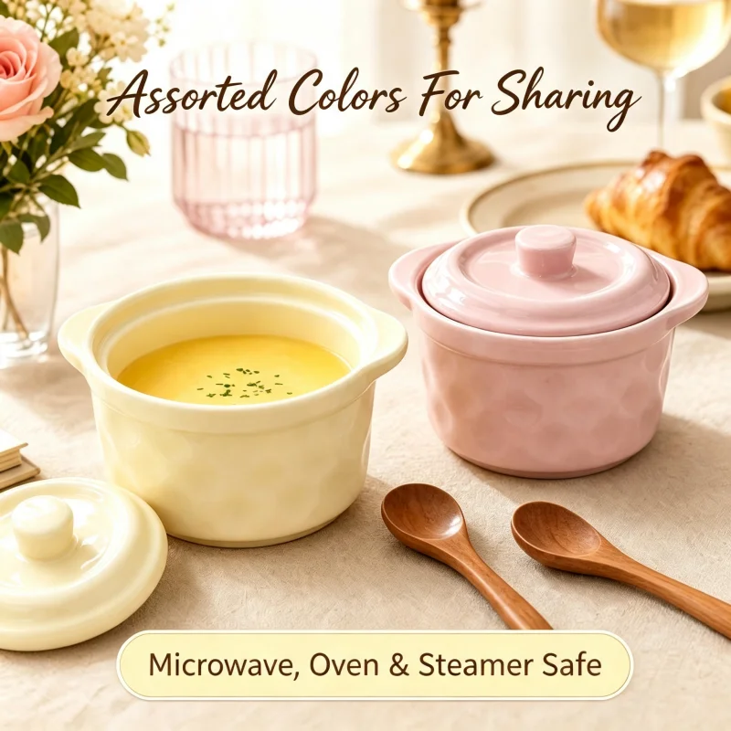 Ceramic Stew Pot Underglaze Color 350ml Single Serving With Lid Water Separated Stewing Cup High Temperature Resistant Household