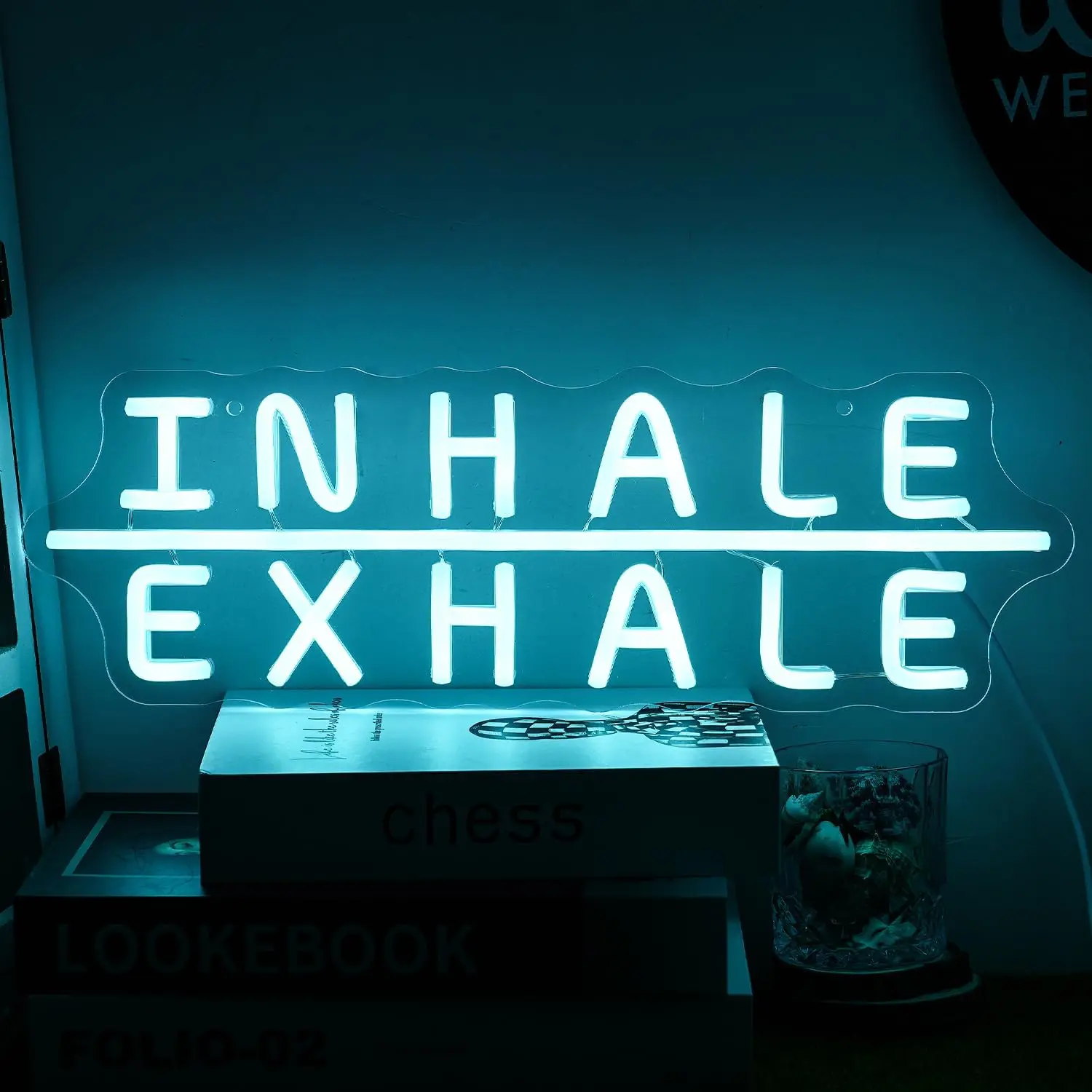 Inhale Exhale Neon Sign Yoga Neon Sign for Wall Art Decoration Ice Blue Neon Light for Pilates Art Neon Gym Sign Yoga studio