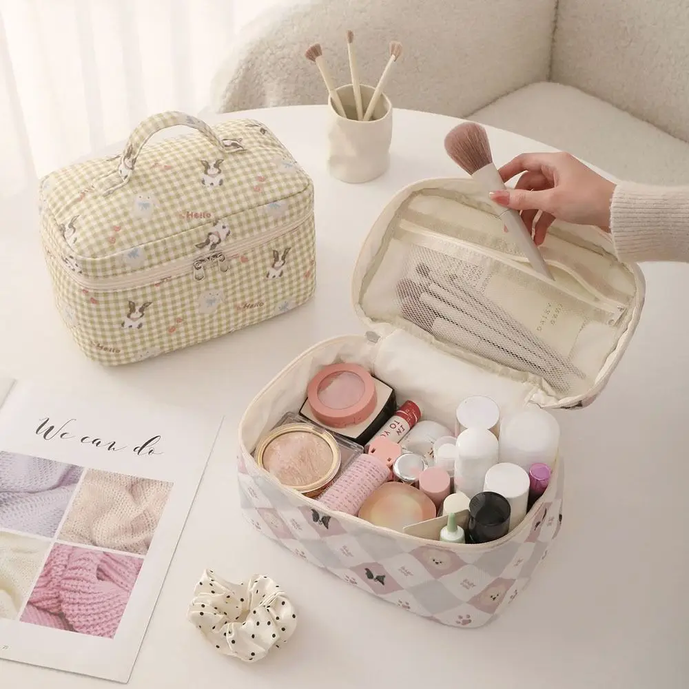 Gifts Cute Rabbit/Puppy Makeup Bag Large Capacity Quilted Toiletry Pouch Cosmetic Bags