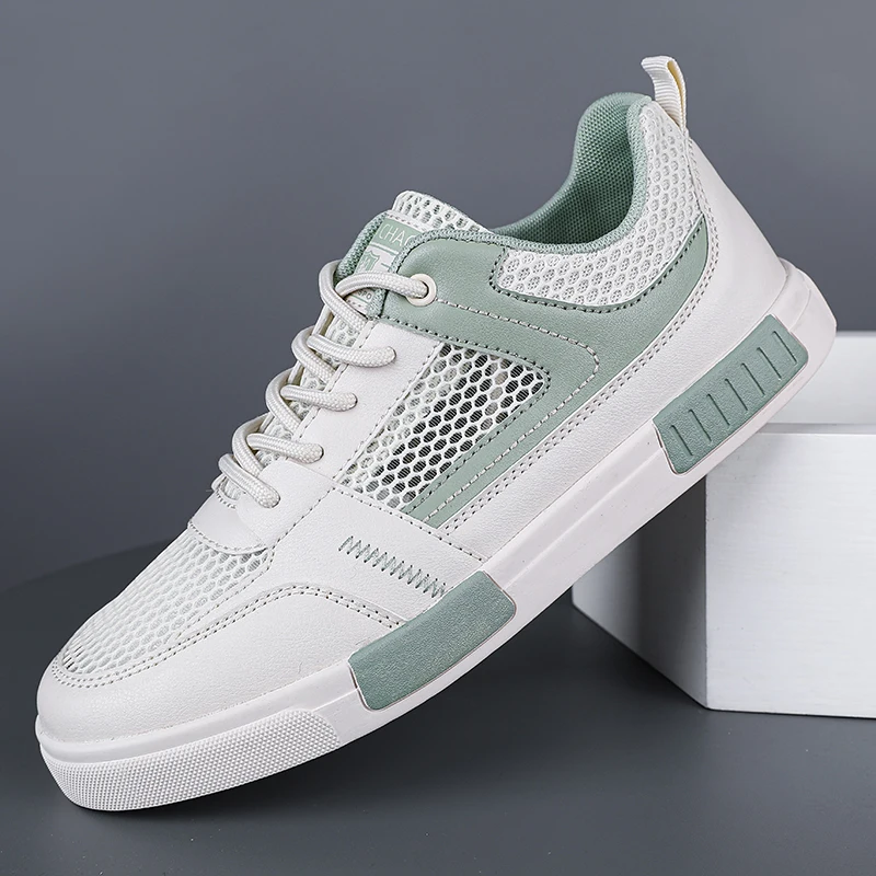 Men's Summer Lightweight Breathable Mesh Sports Shoes Casual Low-Top Glue-Welded Rubber Sole round Toe Thick Bottom Shoes