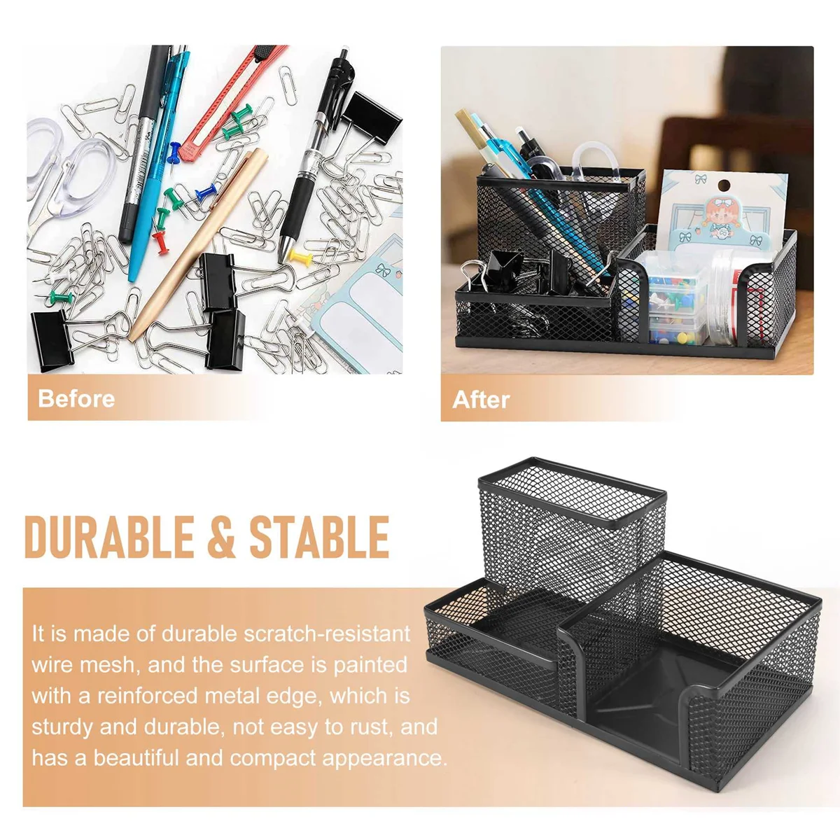 

A24I 6 шт./компл., металлический настольный органайзер, держатель для ручек, органайзер, офисные держатели для карандашей, многофункциональное хранилище, черная металлическая сетка