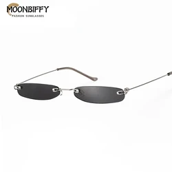 Small Sunglasses Women Men Brand Designer Rimless Narrow Eyewear Luxury Trending Alloy Sun Glasses Streetwear Selfie Artifact