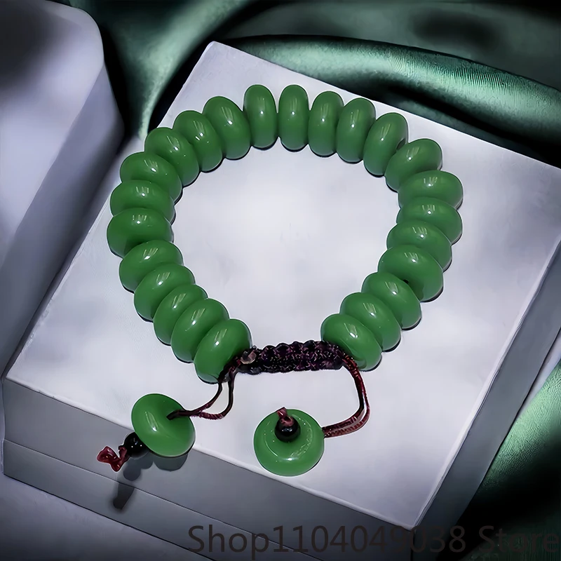 

Hetian Jade Donut Bead Bracelet Bangle Women Men Talismans Accessories Stone Carved Real Jewelry Amulet Luxury Natural Nephrite